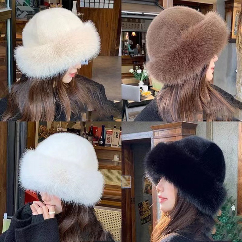 Santa Hat Plush - Women's Fluffy Fur Bucket Hat Plush