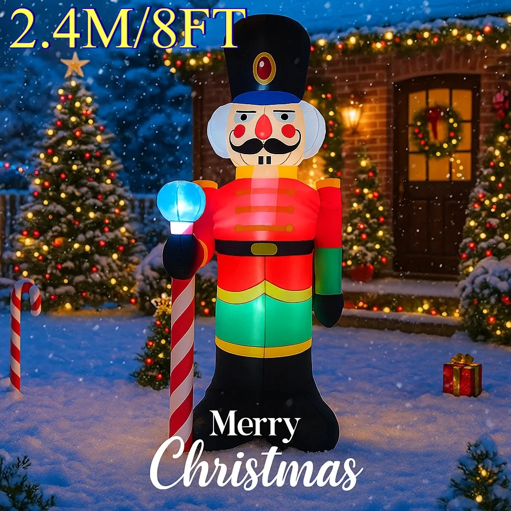 Christmas Lights Outdoor - 2.4M/8FT Christmas Nutcracker Soldier Outdoor Decor