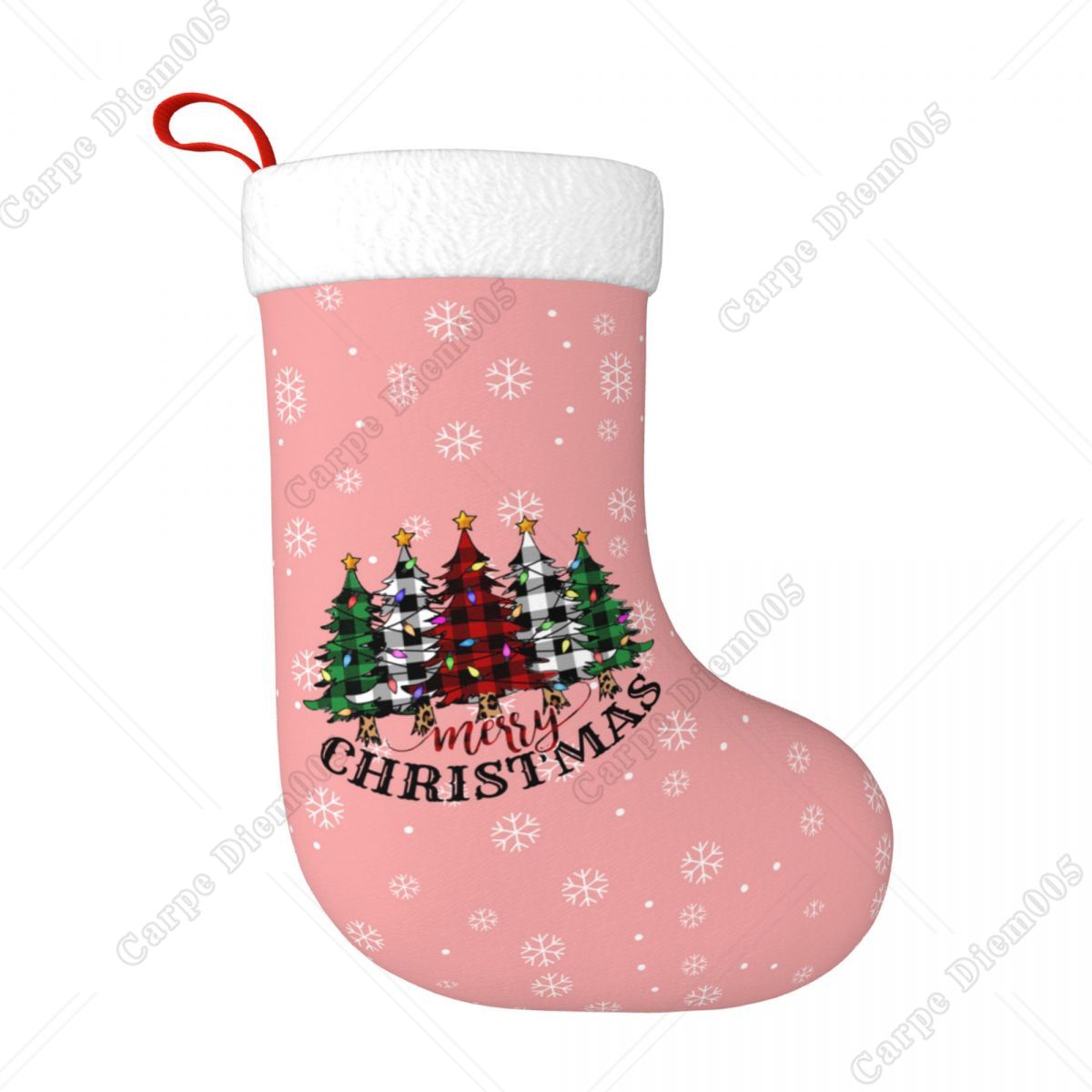 Pink Snowflakes Christmas Tree - Christmas Stocking Hanging recension och pris