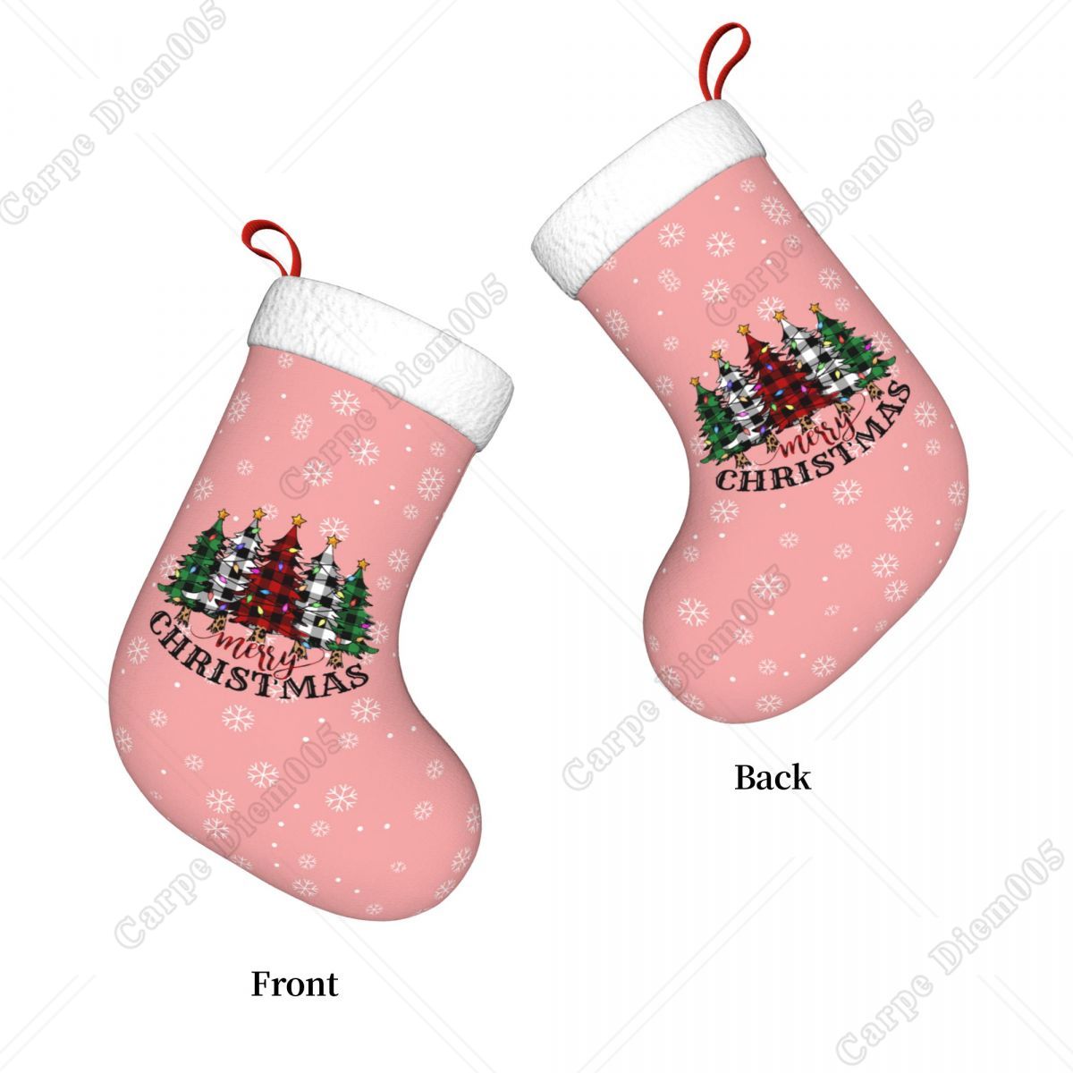 Pink Snowflakes Christmas Tree - Christmas Stocking Hanging recension och pris