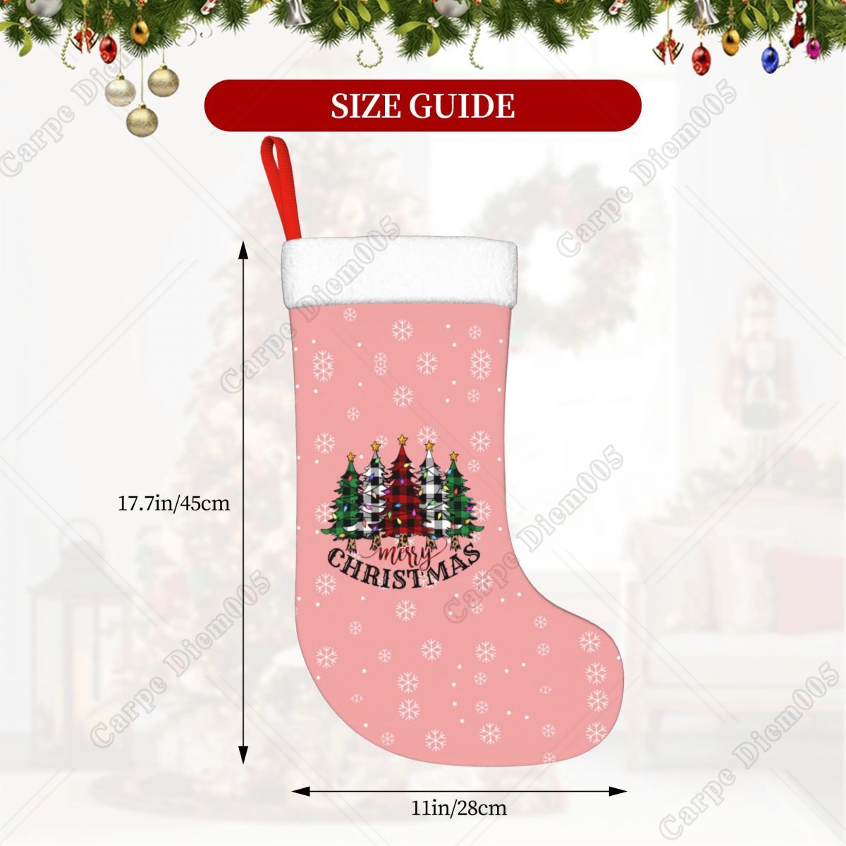 Pink Snowflakes Christmas Tree - Christmas Stocking Hanging recension och pris