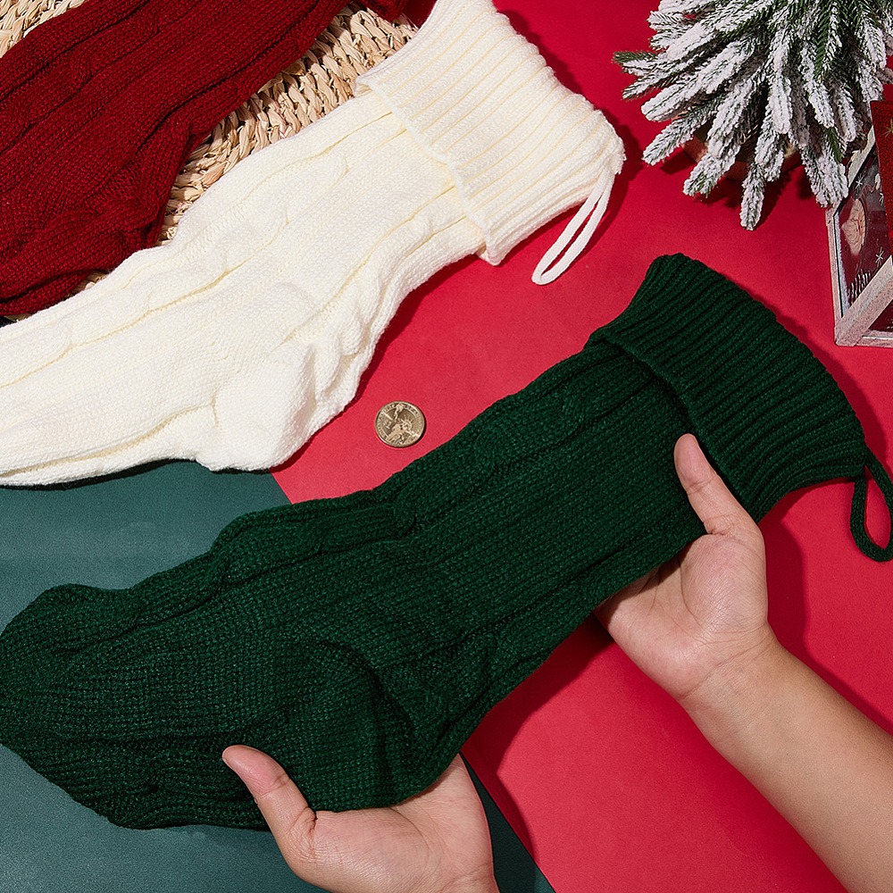 3Pcs 3 Colors Knitted Acrylic  - Christmas Stocking Hanging recension och pris