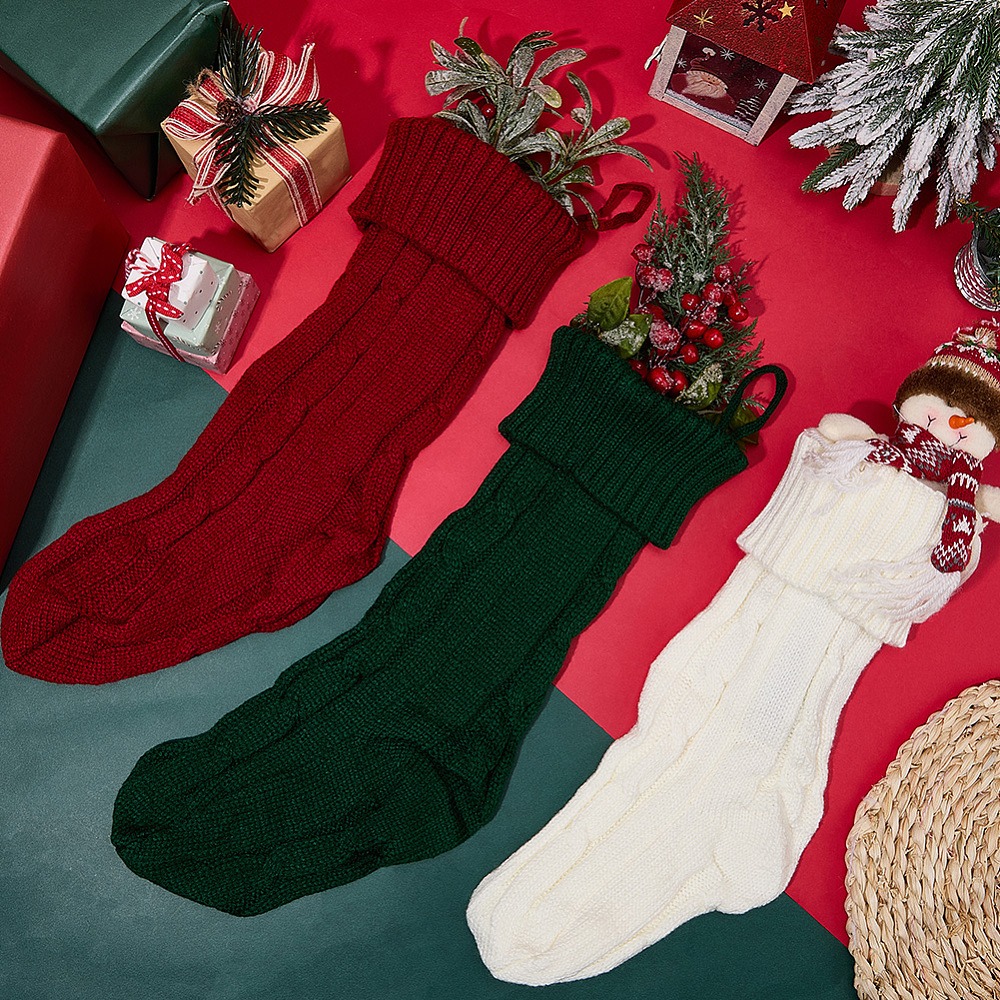 3Pcs 3 Colors Knitted Acrylic  - Christmas Stocking Hanging recension och pris