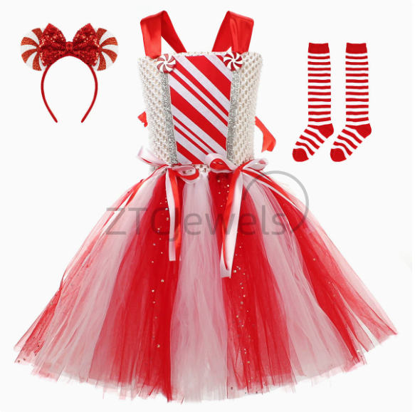 Girls Christmas Candy Cane Tut - Elf Costume Christmas recension och pris