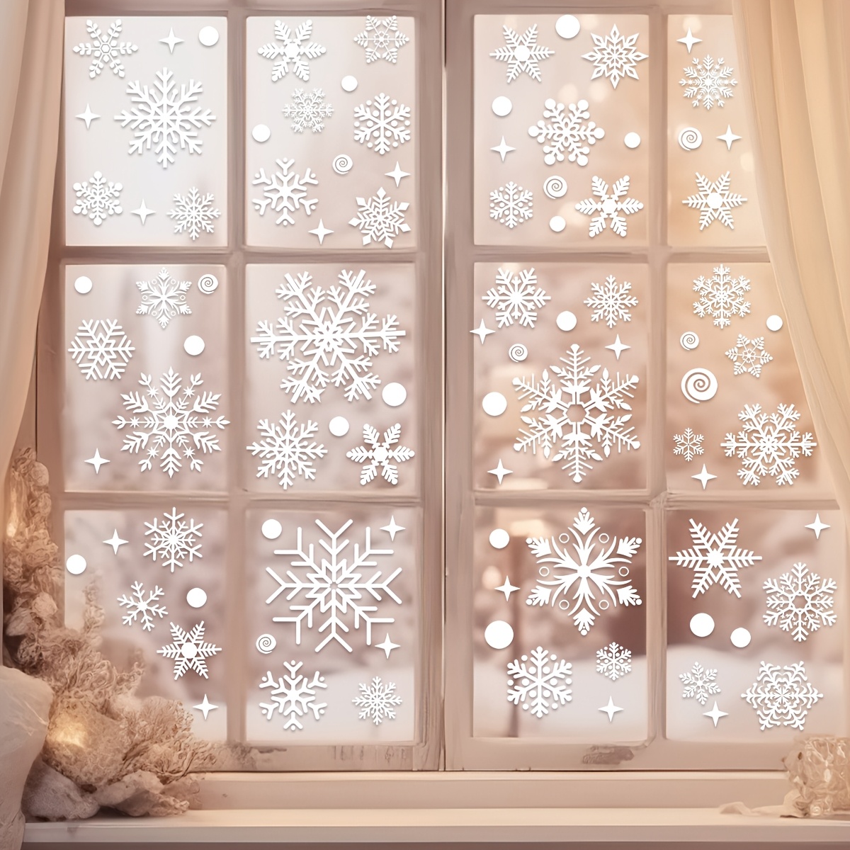 4 sheets Christmas Window Stic - Snowflake Window Decal recension och pris