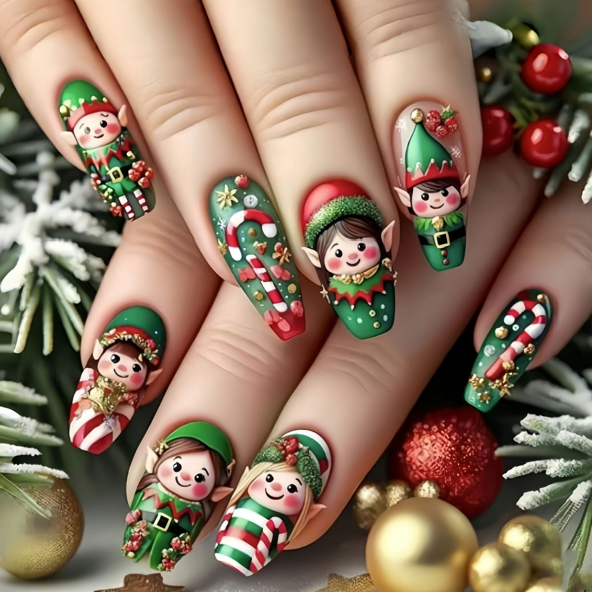 Medium fake nails for Christma - Christmas Tree Artificial recension och pris