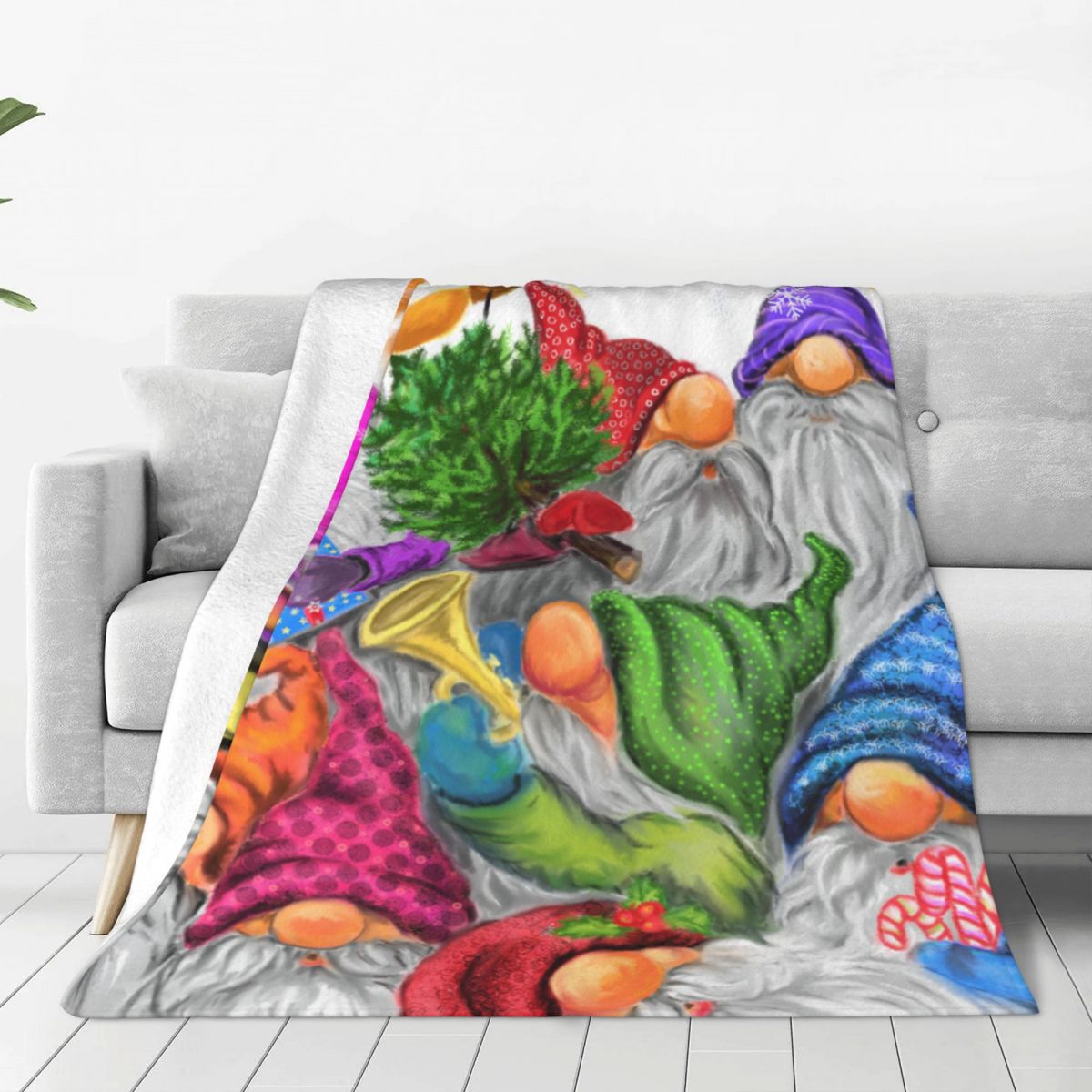 Christmas Happy Gnome Party Bl - Christmas Throw Blanket recension och pris