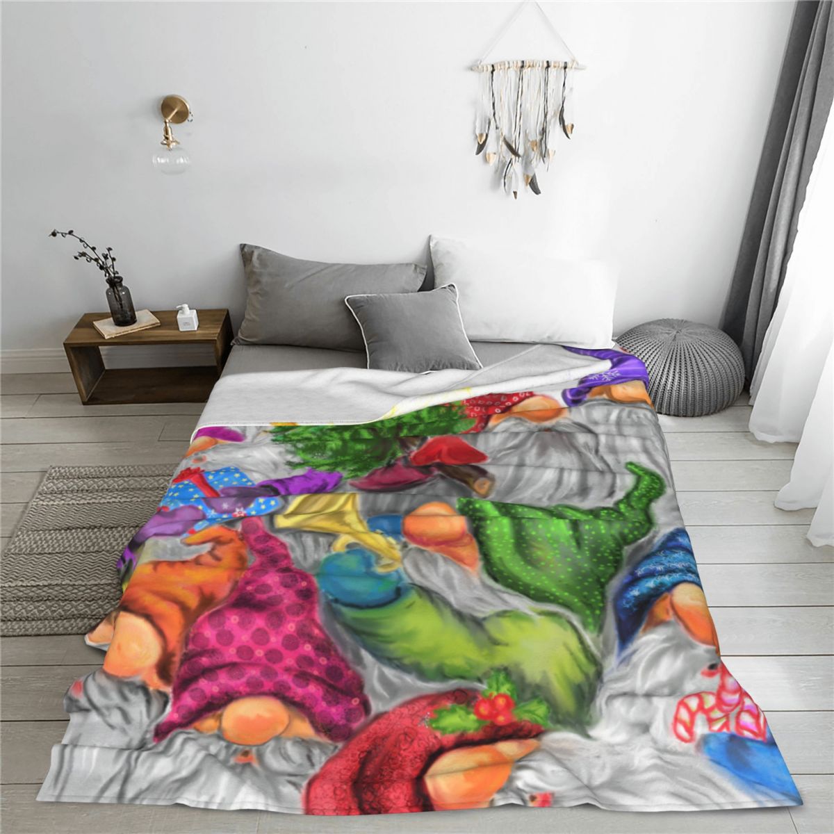 Christmas Happy Gnome Party Bl - Christmas Throw Blanket recension och pris