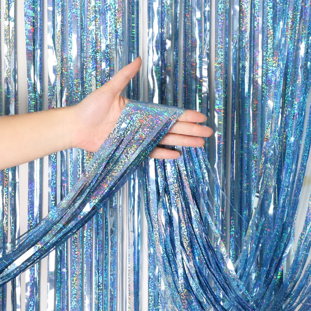 Blue 2M*1M Laser Tinsel Foil C - Tinsel Garland Decoration recension och pris