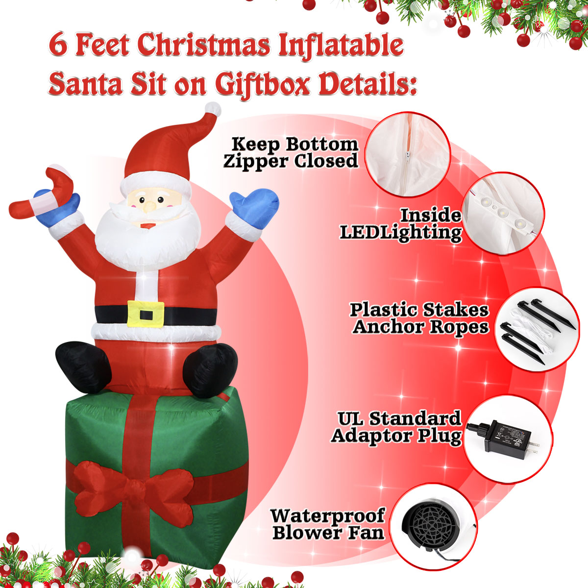 6 FT Christmas Inflatables San - Christmas Lights Outdoor recension och pris