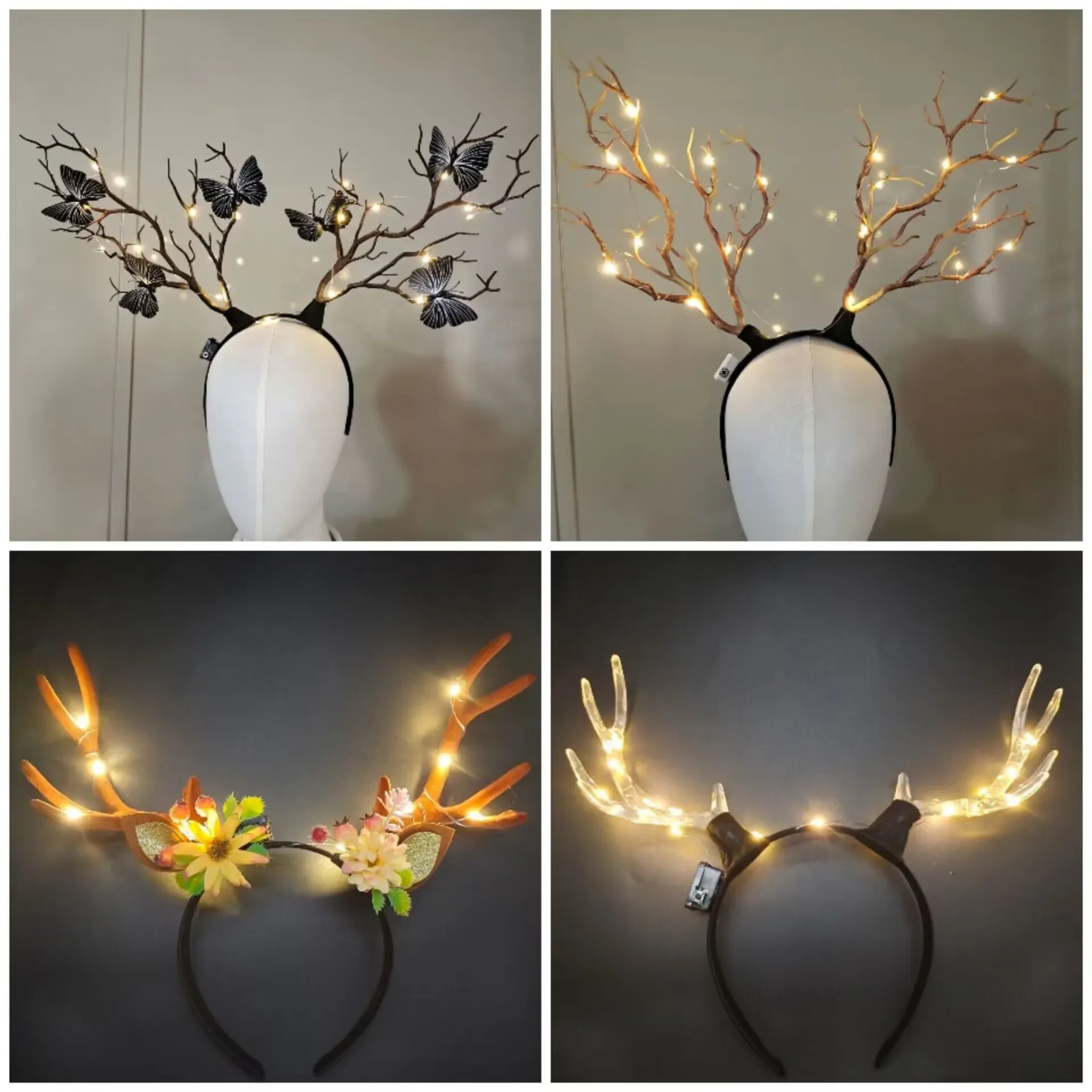 Women Girls Light Up Glowing R - Reindeer Antlers Headband recension och pris