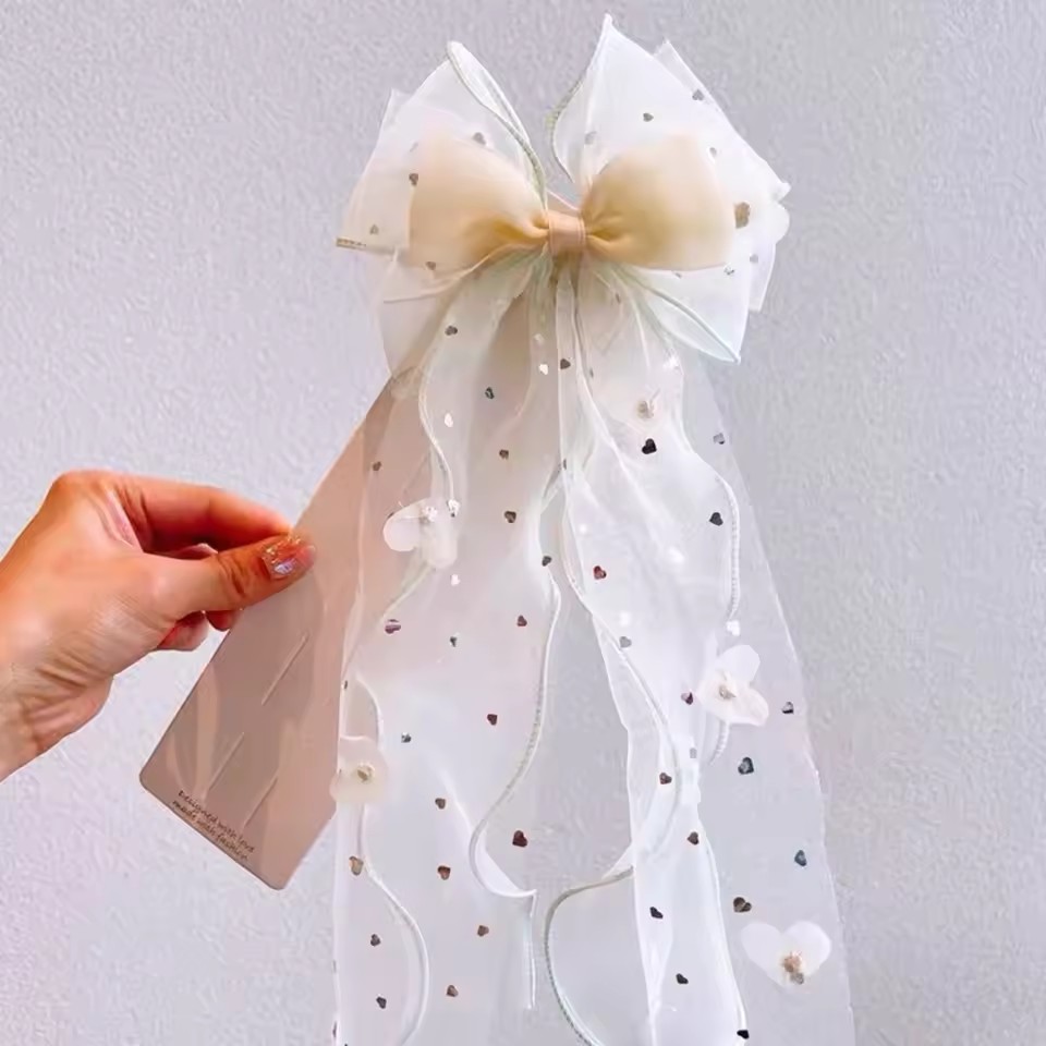 Korean Fairy Mesh Bow Hair Cli - Ribbon Bow Gift recension och pris