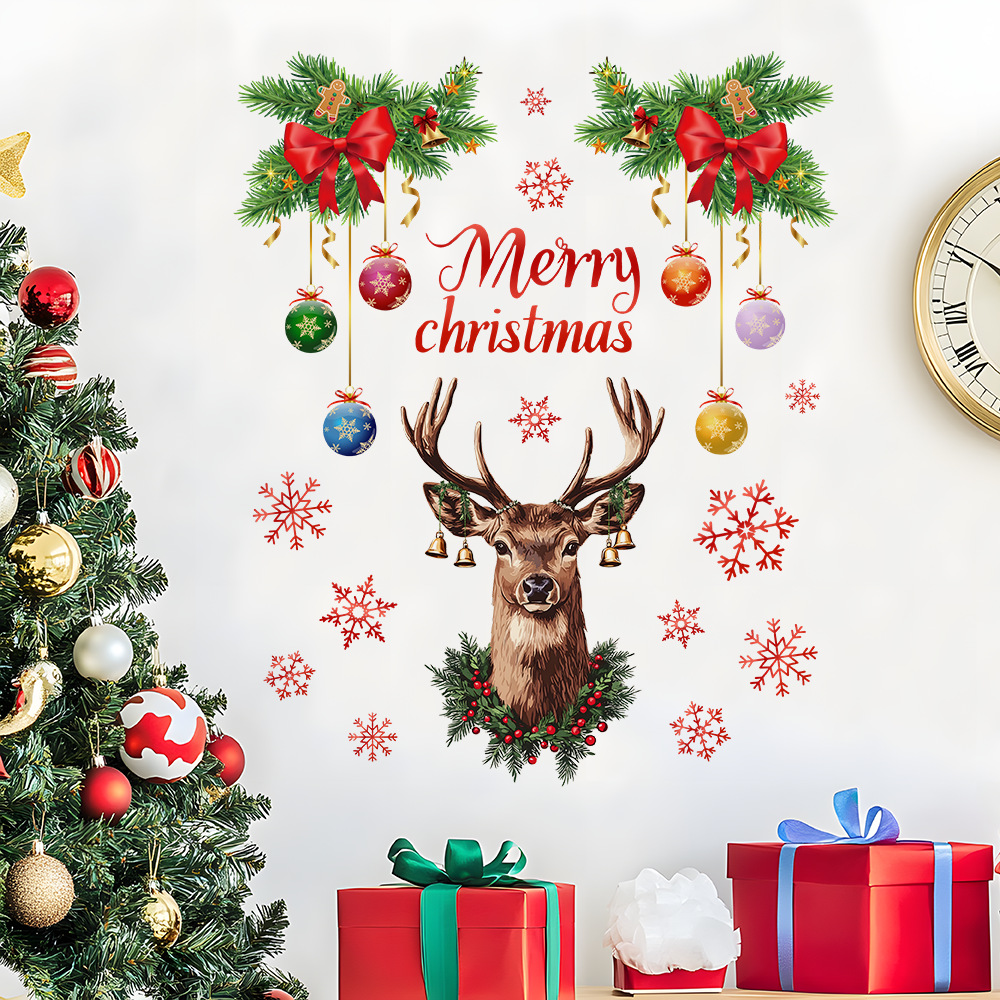Christmas Snowflake Deer Head  - Snowflake Window Decal recension och pris