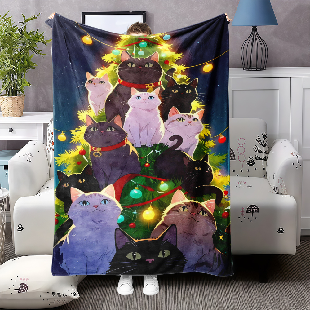 1pc Festive Cat Christmas Tree - Christmas Throw Blanket recension och pris