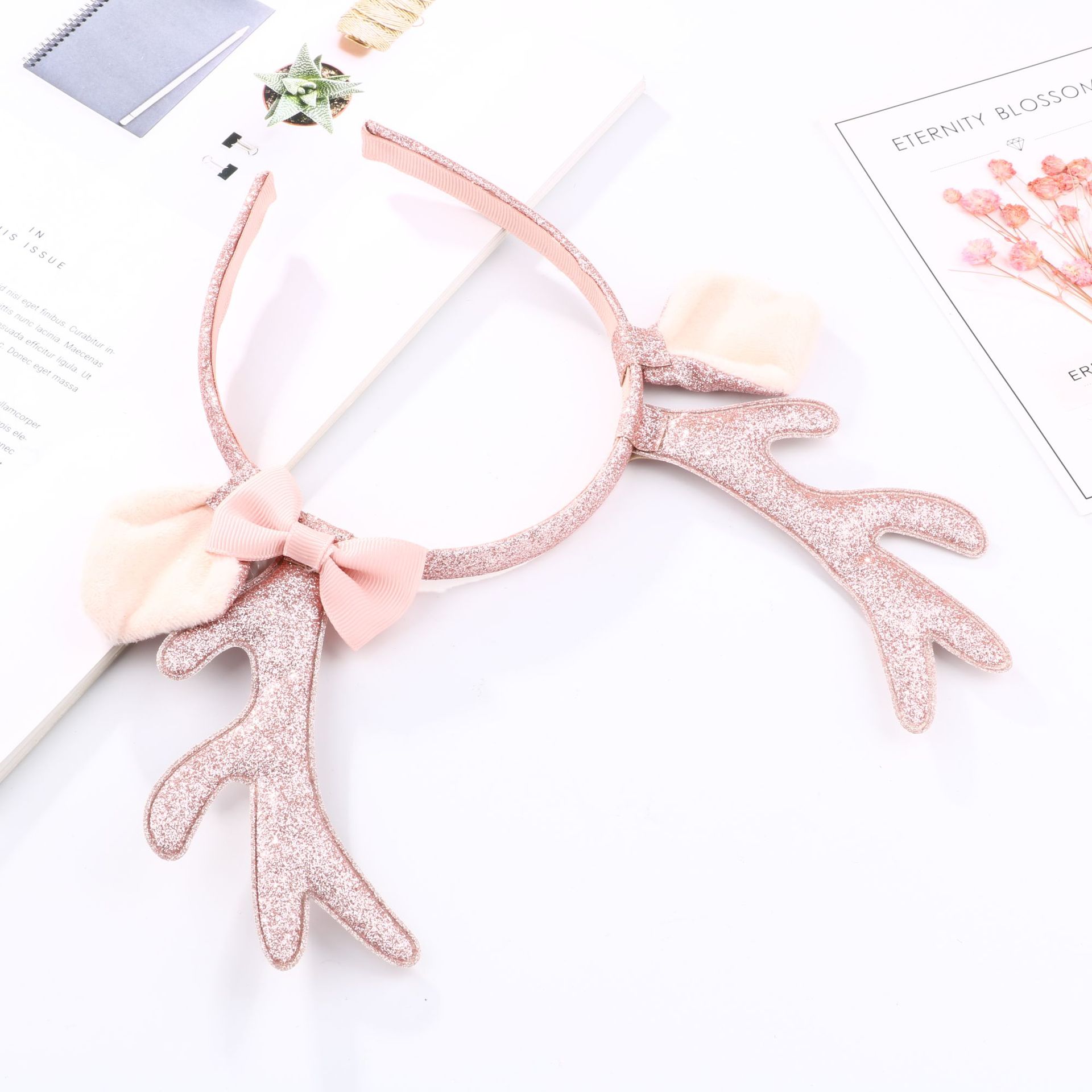 Cute Pink Glitter Reindeer Ant - Reindeer Antlers Headband recension och pris