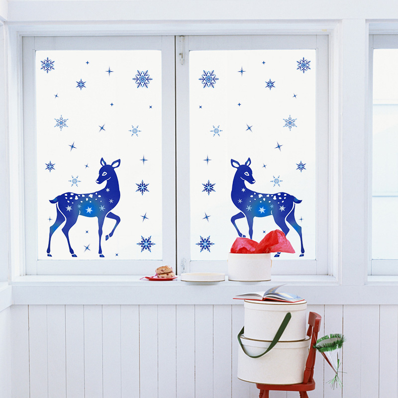 Christmas Window Stickers Elk  - Snowflake Window Decal recension och pris