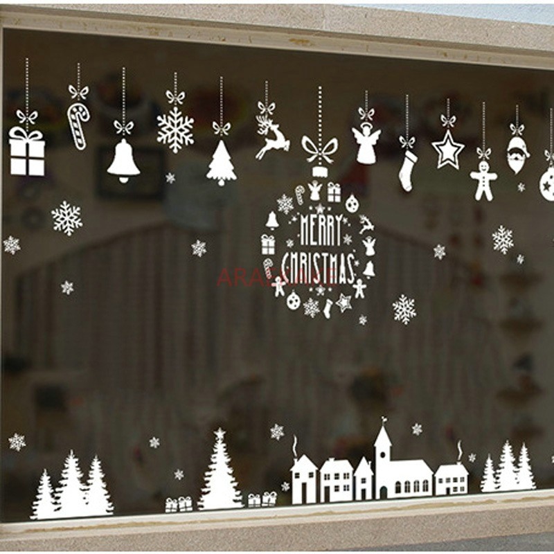 1PCS Christmas Village Glass W - Snowflake Window Decal recension och pris