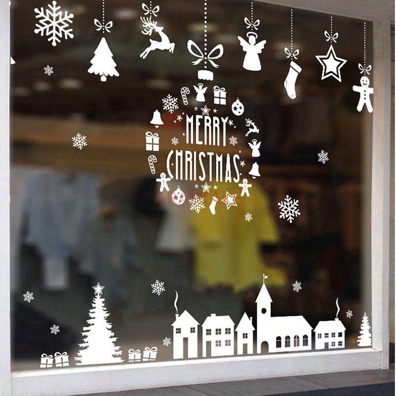 1PCS Christmas Village Glass W - Snowflake Window Decal recension och pris