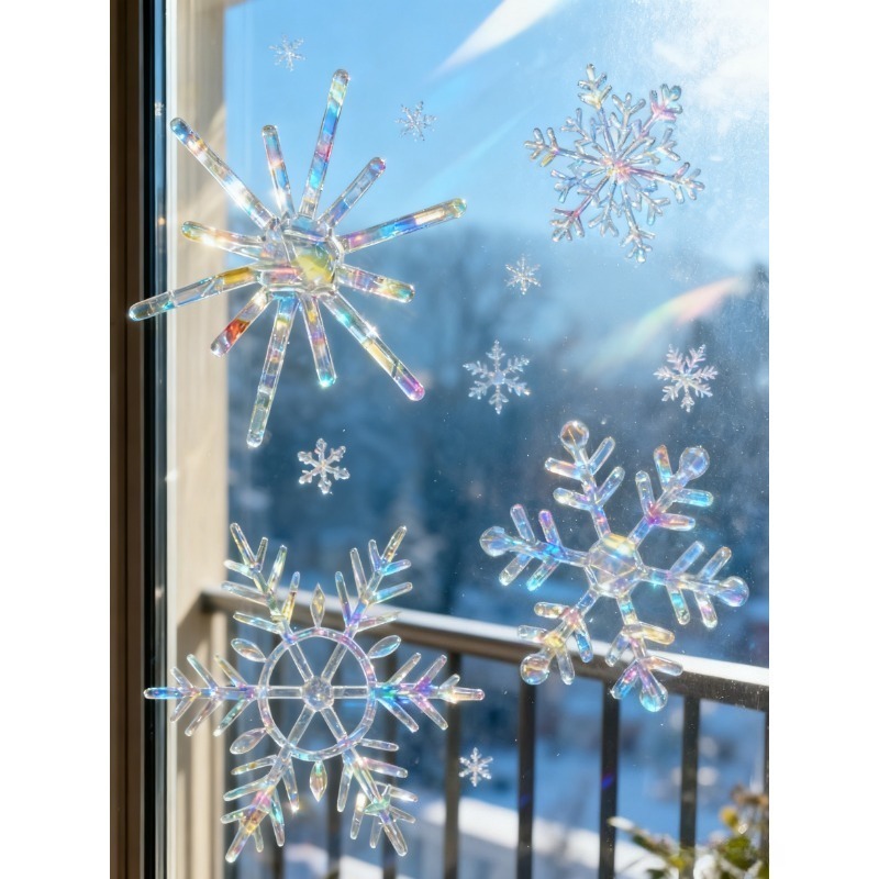 Xmas Snowflake Pattern Rainbow - Snowflake Window Decal recension och pris